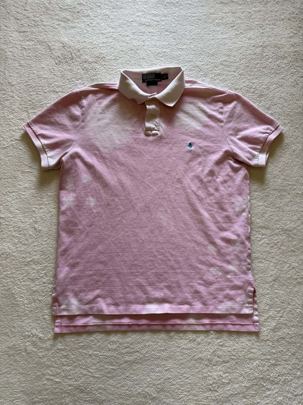 Vintage Polo by Ralph Lauren Pink Custom Fit Polo Shirt Size Large Tie Dye
